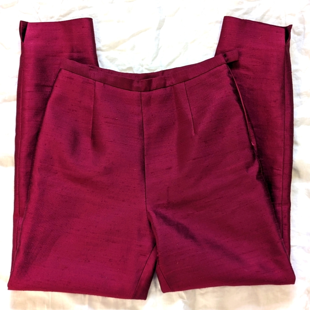 OSCAR Oscar de la Renta silk slim pants